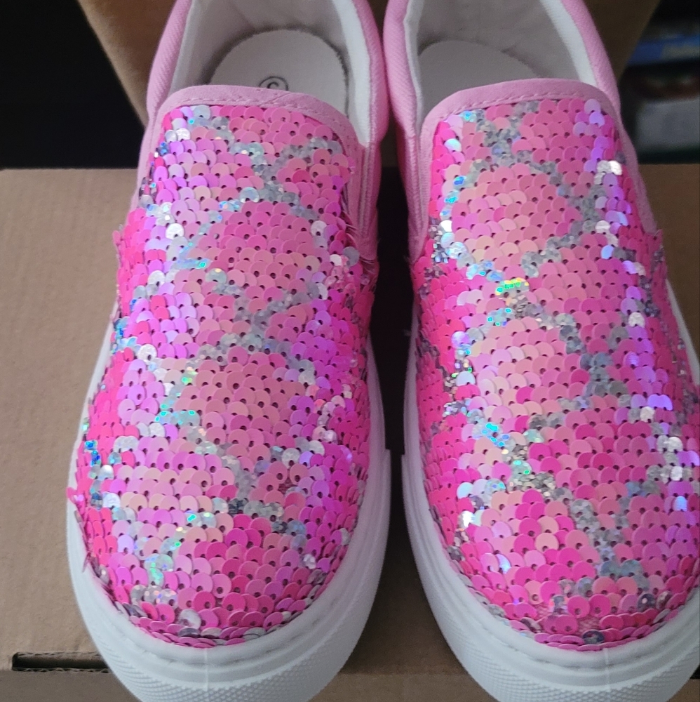 Pink sequin girl sneakers